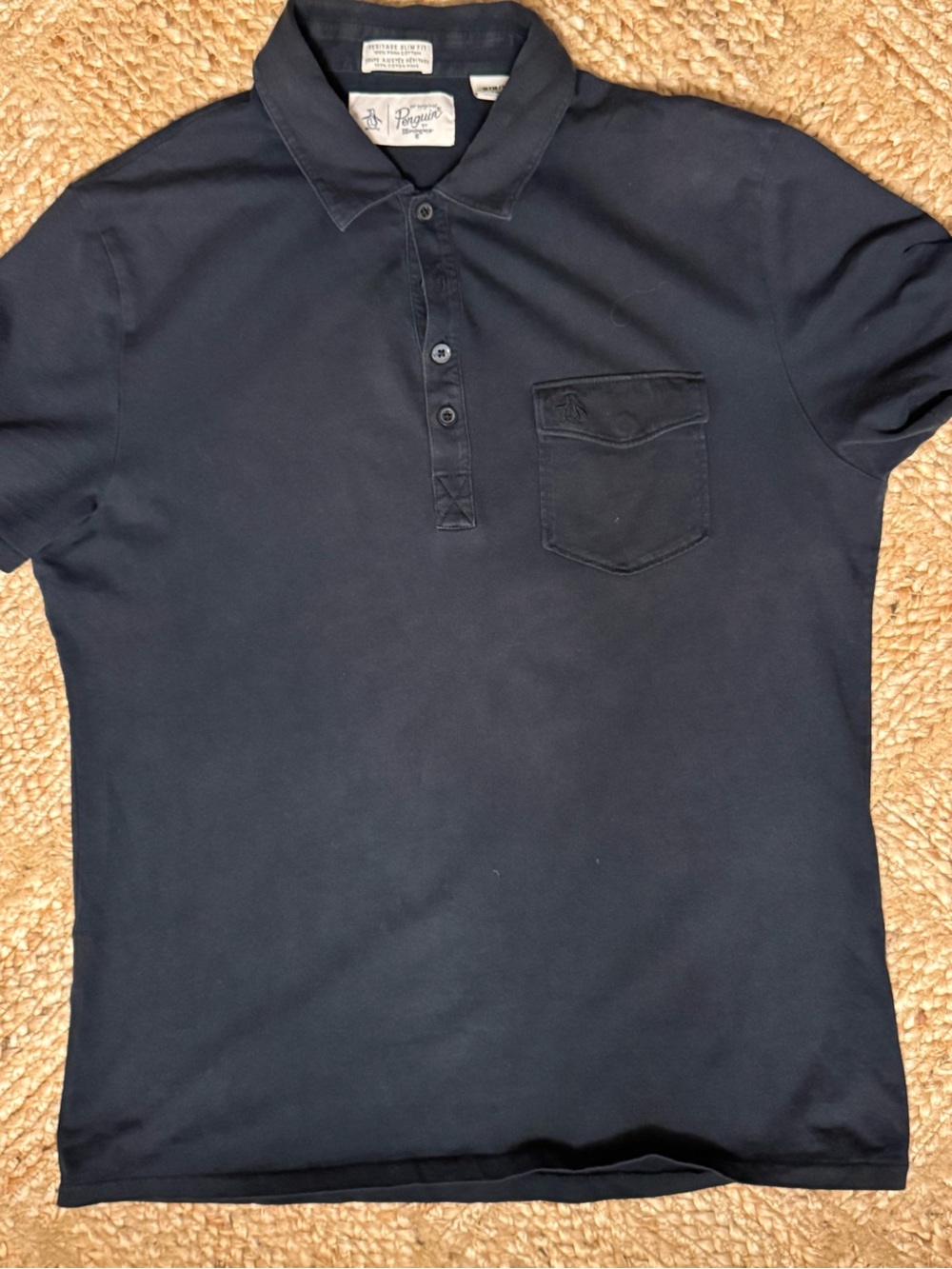 Original Penguin Heritage Slim Fit Polo – Navy (Size M)